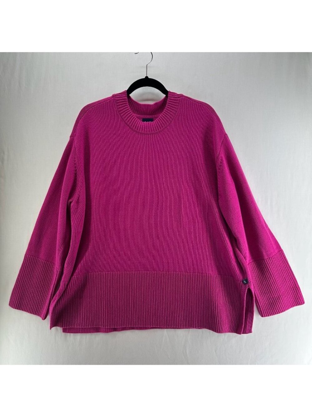 Gap Crewneck Sweater Womens 2XL Ribbed Split Hem Pullover Festival Fuchsia Pink